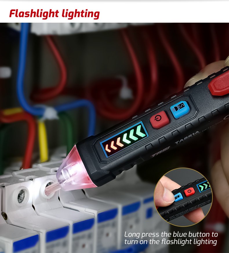 TASI TA881A Smart Non-Contact AC Voltage Test Pen (12V–1000V) – Dual Sensitivity Electrician Detector Tool