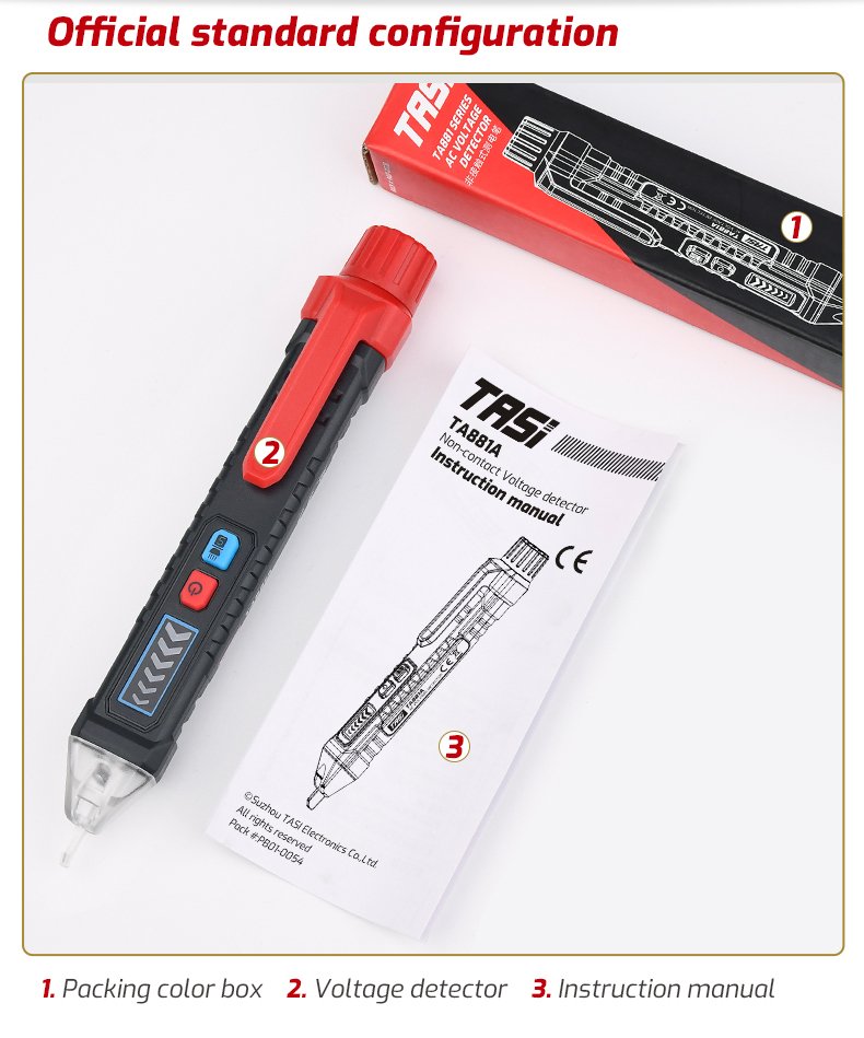 TASI TA881A Smart Non-Contact AC Voltage Test Pen (12V–1000V) – Dual Sensitivity Electrician Detector Tool - Image 7